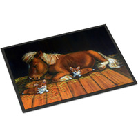 "Caroline's Treasures 7323JMAT Corgi Snuggles The Pony Indoor or Outdoor Mat, 24 x 36"", Multicolor"