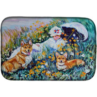 "Caroline's Treasures Corgi Classics Dish Drying Mat, 14"" x 21"", Multicolor"