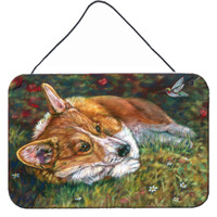 "Caroline's Treasures 7326DS812 Corgi Pastel Hummingbird Wall or Door Hanging Prints, 8 x 12"", Multicolor"