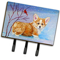 "Caroline's Treasures 7327TH68 Corgi Pup Snow Cardinal Leash or Key Holder, Large, Multicolor"