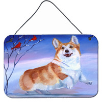 "Caroline's Treasures 7328DS812 Corgi Snow Cardinal Wall or Door Hanging Prints, 8 x 12"", Multicolor"