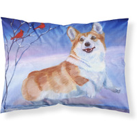 "Caroline's Treasures 7328PILLOWCASE Corgi Snow Cardinal Fabric Standard Pillowcase, Large, Multicolor"