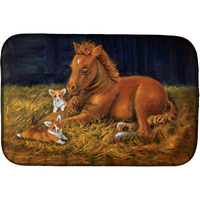 "Caroline's Treasures Corgi Sunrise With Colt Dish Drying Mat, 14"" x 21"", Multicolor"