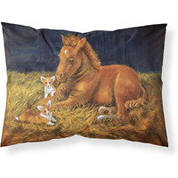 "Caroline's Treasures 7329PILLOWCASE Corgi Sunrise with Colt Fabric Standard Pillowcase, Large, Multicolor"