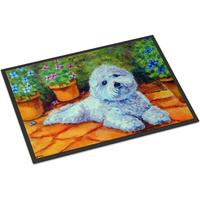 "Caroline's Treasures 7346MAT Bichon Frise on The Patio Indoor or Outdoor Mat, 18 x 27"", Multicolor"