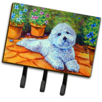 "Caroline's Treasures 7346TH68 Bichon Frise on the Patio Leash or Key Holder, Large, Multicolor"