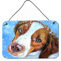 "Caroline's Treasures 7348DS812 Snow Baby Brittany Spaniel Wall or Door Hanging Prints, 8 x 12"", Multicolor"