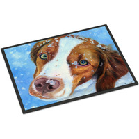 "Caroline's Treasures 7348JMAT Snow Baby Brittany Spaniel Indoor or Outdoor Mat, 24 x 36"", Multicolor"