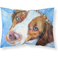 "Caroline's Treasures 7348PILLOWCASE Snow Baby Brittany Spaniel Fabric Standard Pillowcase, Large, Multicolor"