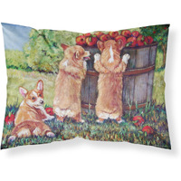 "Caroline's Treasures 7351PILLOWCASE Apple Helper Corgis Fabric Standard Pillowcase, Large, Multicolor"