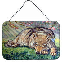 "Caroline's Treasures 7356DS812 Wolf and Hummingbird Wall or Door Hanging Prints, 8 x 12"", Multicolor"
