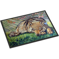 "Caroline's Treasures 7356MAT Wolf and Hummingbird Indoor or Outdoor Mat, 18 x 27"", Multicolor"