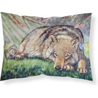 "Caroline's Treasures 7356PILLOWCASE Wolf And Hummingbird Fabric Standard Pillowcase, Large, Multicolor"