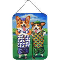 "Caroline's Treasures Corgi Golfers Wall or Door Hanging Prints 7361DS1216, 16HX12W, Multicolor"