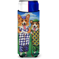 "Caroline's Treasures 7361MUK ""Corgi Golfers Michelob Ultra Koozies for Slim Cans, Multicolor"