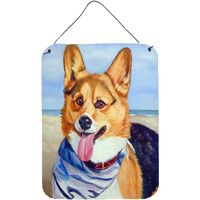 "Caroline's Treasures Corgi Beach Bandana Wall or Door Hanging Prints 7363DS1216, 16HX12W, Multicolor"