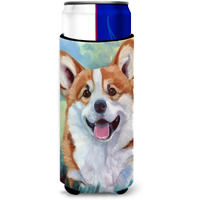 "Caroline's Treasures 7366MUK ""Pembroke Corgi Happy Face Michelob Ultra Koozies for Slim Cans, Multicolor"