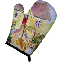 "Caroline's Treasures 7367OVMT Pembroke Corgi Cottage Visit Oven Mitt, 12"" by 8.5"", Multicolor"