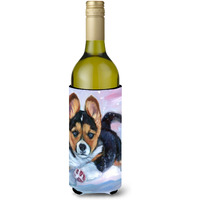 "Caroline's Treasures 7371LITERK ""Puppy Chase Corgi"" Wine Bottle Hugger Koozie, 750ml, Multicolor"
