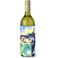 "Caroline's Treasures 7372LITERK ""Watercolor Doberman"" Wine Bottle Hugger Koozie, 750ml, Multicolor"