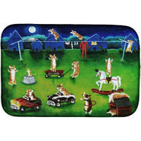 "Caroline's Treasures Corgi Backyard Circus Dish Drying Mat, 14 x 21, Multicolor"