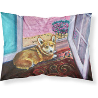 "Caroline's Treasures Corgi Watching from the Door Fabric Standard Pillowcase 7410PILLOWCASE, Multicolor"