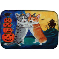 "Caroline's Treasures Corgi Halloween Scare Dish Drying Mat, 14"" x 21"", Multicolor"
