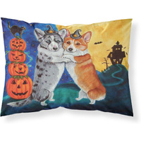 "Caroline's Treasures Corgi Halloween Scare Fabric Standard Pillowcase 7413PILLOWCASE, Multicolor"