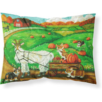 "Caroline's Treasures Corgi Pumpkin Ride with Goat Fabric Standard Pillowcase 7414PILLOWCASE, Multicolor"