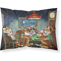 "Caroline's Treasures ""Corgi Playing Poker"" Printed, Polyester Envelope Closure pillowcase, Standard, Multicolor"