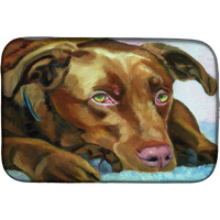 "Caroline's Treasures Chocolate Labrador Waiting Dish Drying Mat, 14"" x 21"", Multicolor"
