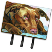"Caroline's Treasures Chocolate Labrador Waiting Leash or Key Holder 7420TH68, Triple, Multicolor"