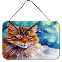 "Caroline's Treasures Maine Coon Cat Watching you Wall or Door Hanging Prints 7421DS812, 8HX12W, Multicolor"