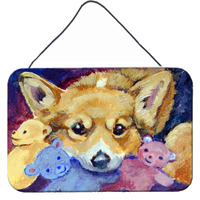 "Caroline's Treasures Corgi with all the toys Wall or Door Hanging Prints 7431DS812, 8HX12W, Multicolor"
