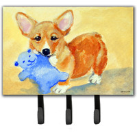 "Caroline's Treasures Corgi and Teddy Bear Leash or Key Holder 7432TH68, Triple, Multicolor"
