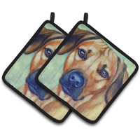 "Caroline's Treasures Rhodesian Ridgeback Pair of Pot Holders 7437PTHD, 7.5HX7.5W, Multicolor"