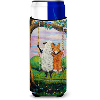 "Caroline's Treasures 7439MUK ""Corgi With Sheep Love Grows Michelob Ultra Koozies for Slim Cans, Multicolor"