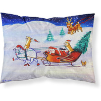 "Caroline's Treasures Corgi Highhacked Santa Claus Sleigh Fabric Standard Pillowcase 7442PILLOWCASE, Multicolor"