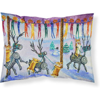 "Caroline's Treasures Corgi Log Reindeer Race Christmas Fabric Standard Pillowcase 7443PILLOWCASE, Multicolor"