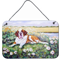 "Caroline's Treasures Saint Bernard in Flowers Wall or Door Hanging Prints 7446DS812, 8HX12W, Multicolor"