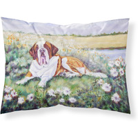 "Caroline's Treasures ""Saint Bernard in Flowers"" Printed, Polyester Envelope Closure pillowcase, Standard, Multicolor"