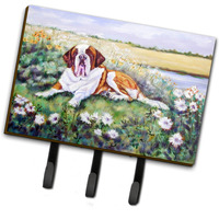 "Caroline's Treasures Saint Bernard in Flowers Leash or Key Holder 7446TH68, Triple, Multicolor"