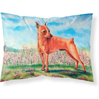 "Caroline's Treasures 7516PILLOWCASE Min Pin Moisture Wicking Fabric Standard Pillowcase, Large, Multicolor"