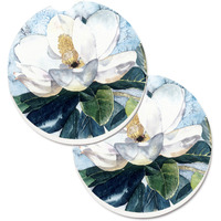 "Caroline's Treasures Flower - Magnolia Set of 2 Cup Holder Car Coasters 8003CARC, 2.56, Multicolor"