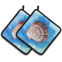 "Caroline's Treasures Scallop Sea Shell Pair of Pot Holders 8008PTHD, 7.5HX7.5W, Multicolor"