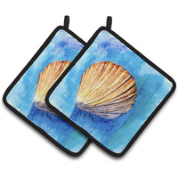 "Caroline's Treasures Shells Pair of Pot Holders 8009PTHD, 7.5HX7.5W, Multicolor"