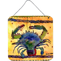 "Caroline's Treasures 8056DS66 Crab Aluminum Metal Wall or Door Hanging Prints, 6 x 6"", Multicolor"
