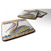 "Caroline's Treasures 8057FC Bird-Pelican Foam Coasters (Set of 4), 3.5"" H x 3.5"" W, Multicolor"