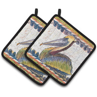 "Caroline's Treasures Pelican Pair of Pot Holders 8057PTHD, 7.5HX7.5W, Multicolor"