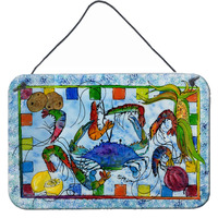 "Caroline's Treasures 8066DS812 Crab Indoor or Aluminum Metal Wall or Door Hanging Prints, 8 x 12"", Multicolor"